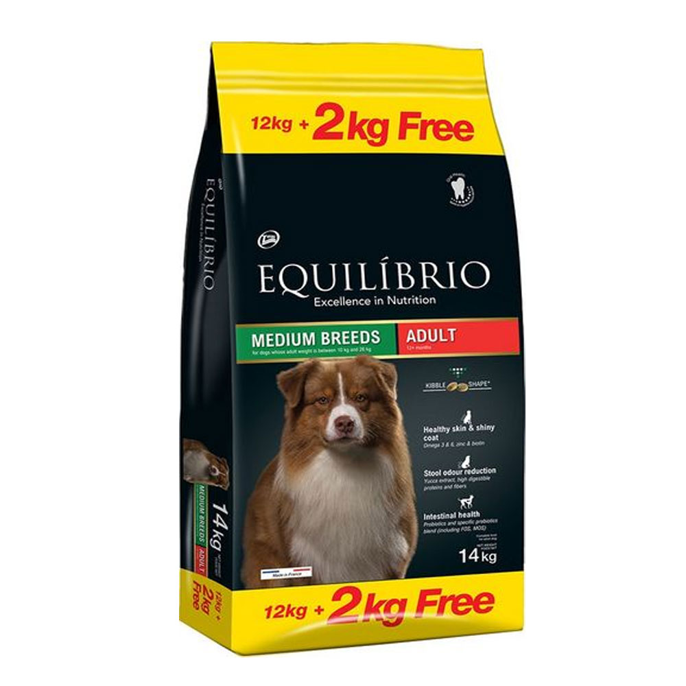 Equilibrio Dog Adult Medium Breed 12+2Kg ΔΩΡΟ Pet Stores Pastrikos